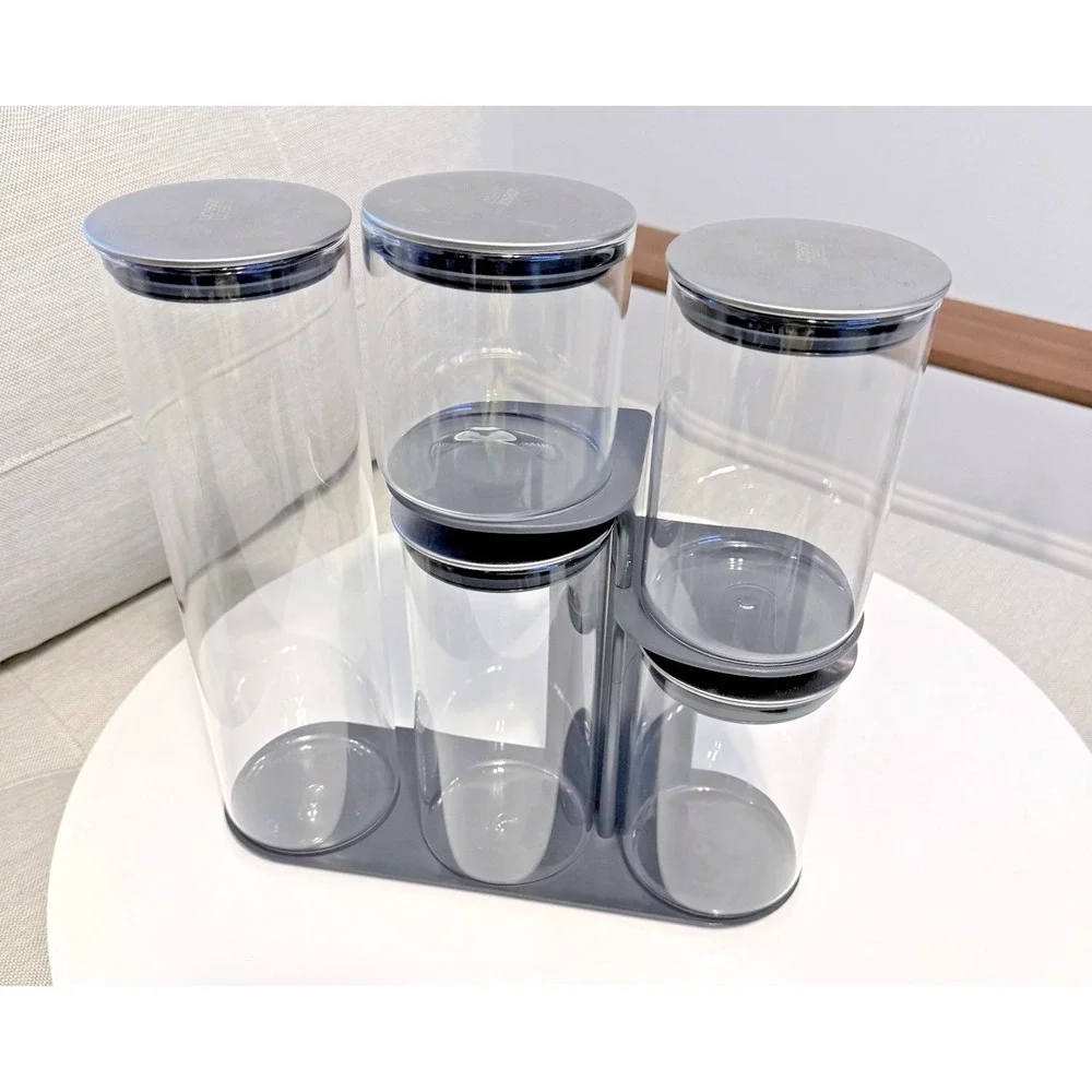 Joseph Joseph - Podium Steel - 5 Piece Glass Storage Container Set With Stand